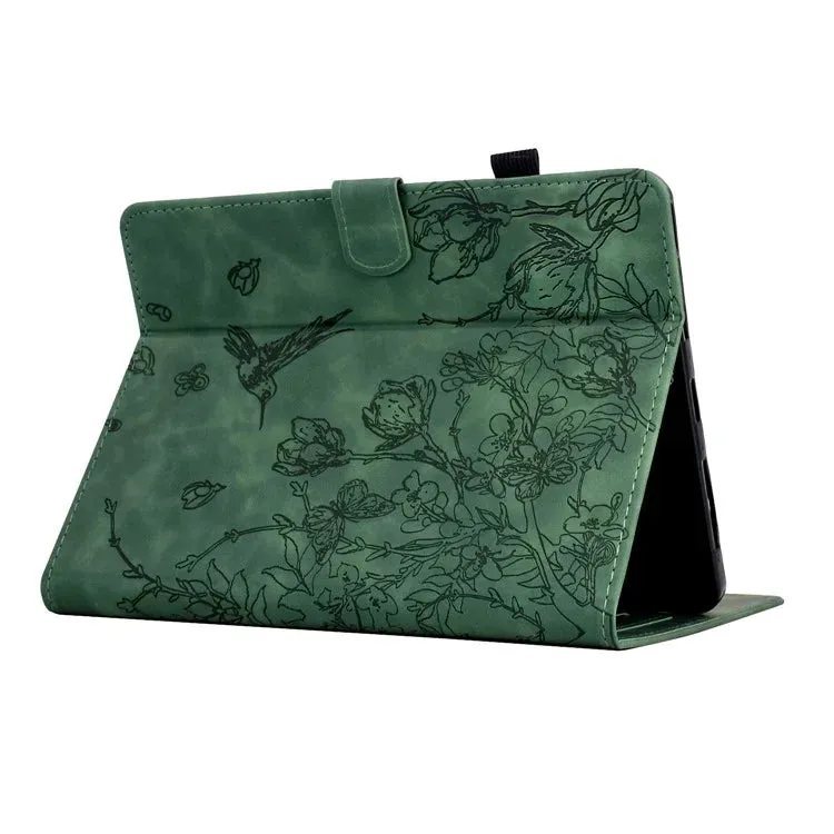 For Amazon Kindle Paperwhite (2021) 6.8 inch Case Flower Bird Imprinted Card Holder Leather Cover