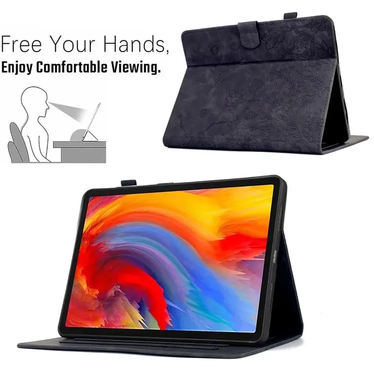 For Amazon Kindle Paperwhite (2021) 6.8 inch Case Flower Bird Imprinted Card Holder Leather Cover