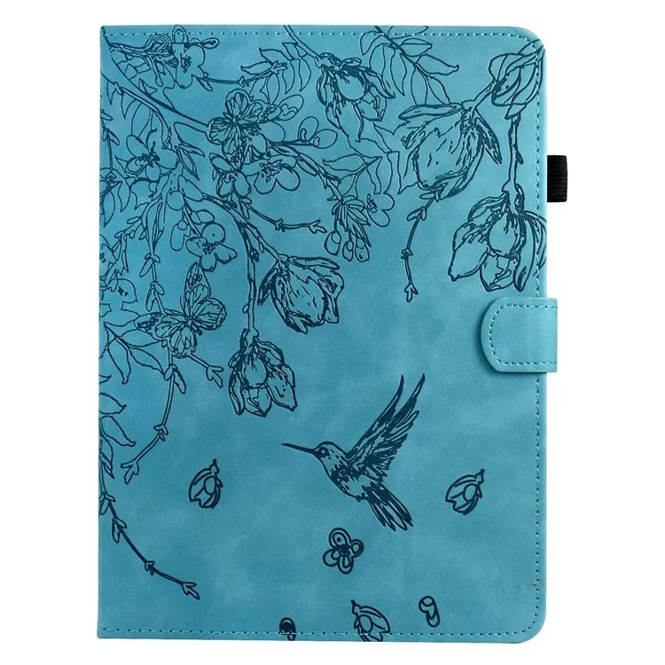 For Amazon Kindle Paperwhite (2021) 6.8 inch Case Flower Bird Imprinted Card Holder Leather Cover