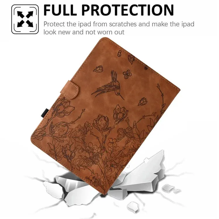 For Amazon Kindle Paperwhite (2021) 6.8 inch Case Flower Bird Imprinted Card Holder Leather Cover