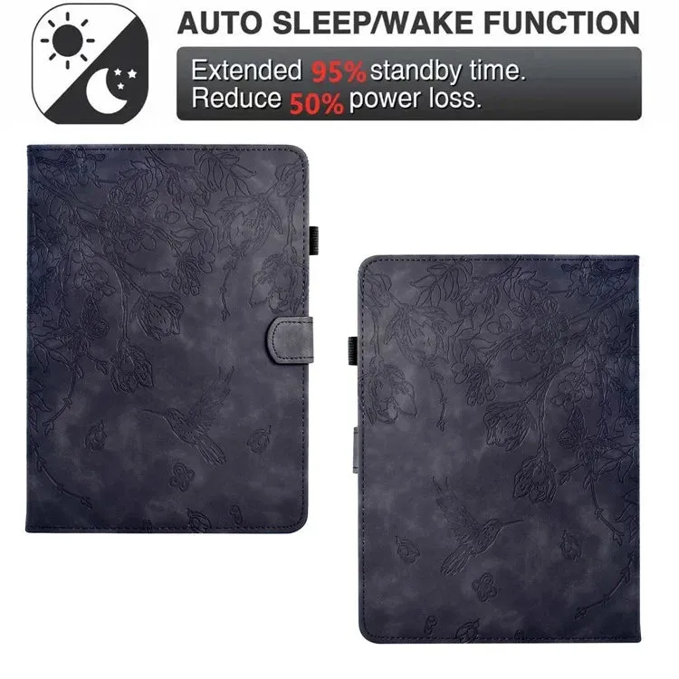 For Amazon Kindle Paperwhite (2021) 6.8 inch Case Flower Bird Imprinted Card Holder Leather Cover