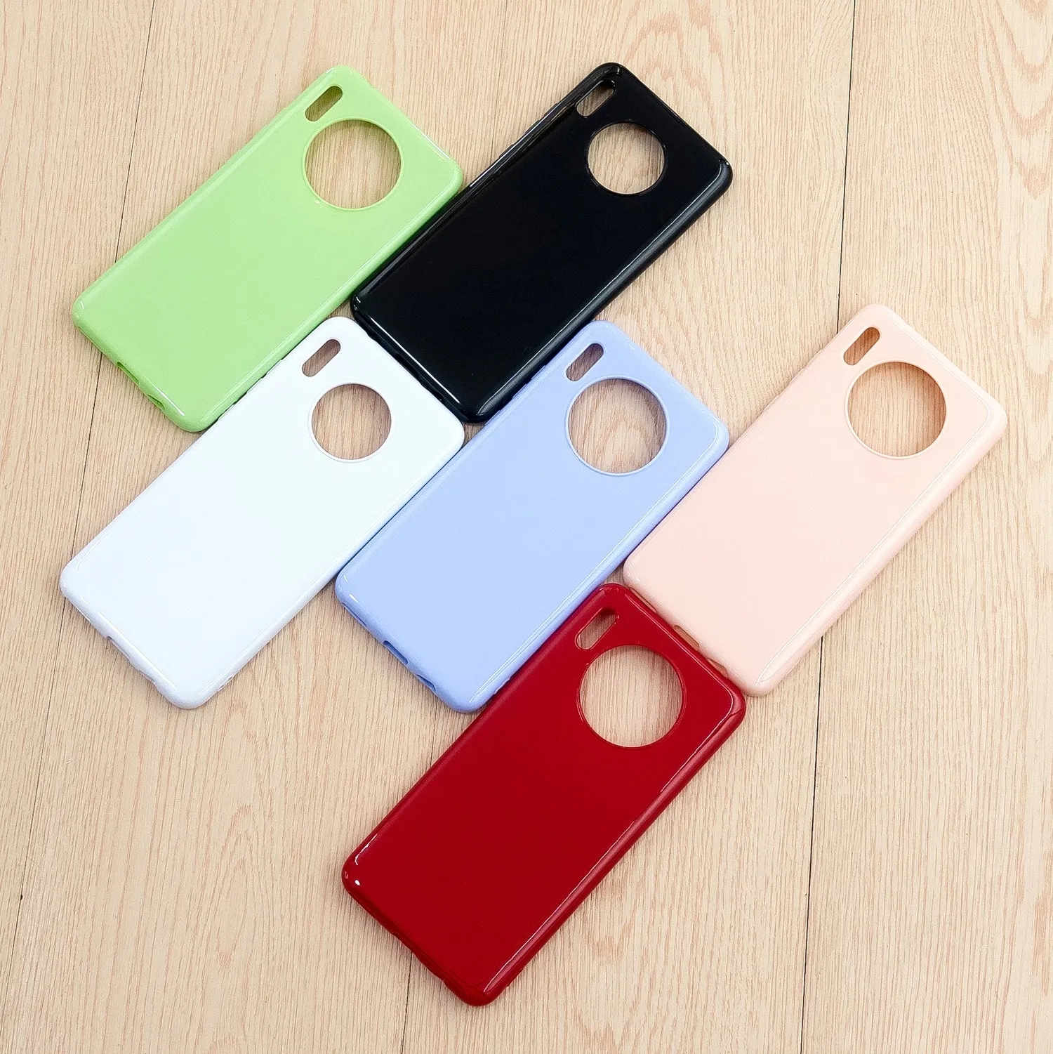 For HUAWEI Mate 30/30 Lite/30 Pro Cellphone Case Simple Profile Soft TPU Shock-Absorption Phone Cover Sakura pink