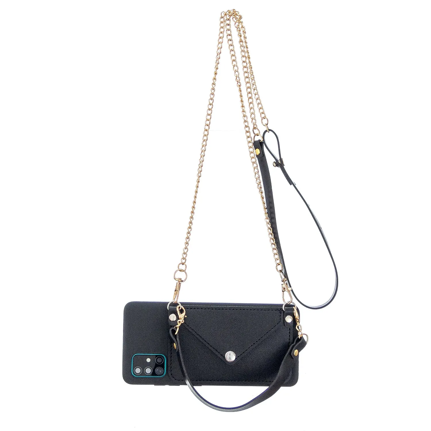 For HUAWEI P40/P40 Lite/P40 Pro Mobile Phone Cover with Pu Leather Card Holder   Hand Rope   Straddle Rope black