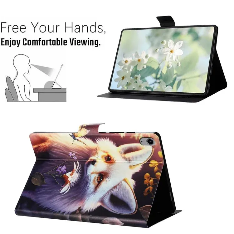 For iPad 10.9 (2022) Case Pattern Printed Stand Litchi Texture Leather Tablet Cover with Card Slots