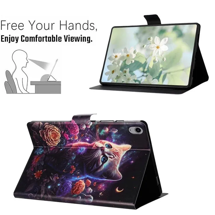 For iPad 10.9 (2022) Case Pattern Printed Stand Litchi Texture Leather Tablet Cover with Card Slots