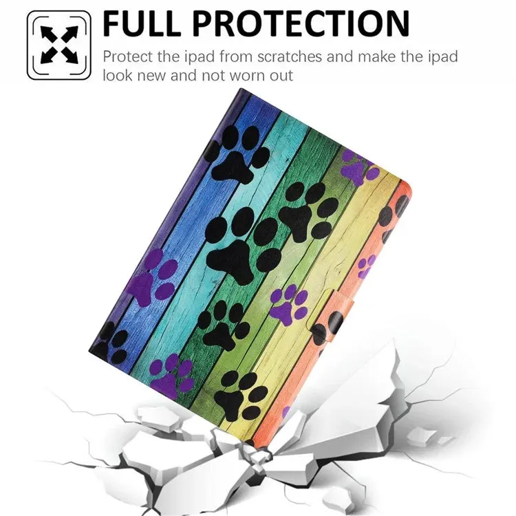 For iPad 10.9 (2022) Case Pattern Printed Stand Litchi Texture Leather Tablet Cover with Card Slots