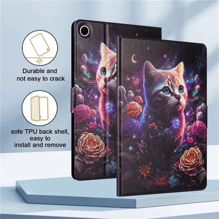 For iPad 10.9 (2022) Case Pattern Printed Stand Litchi Texture Leather Tablet Cover with Card Slots