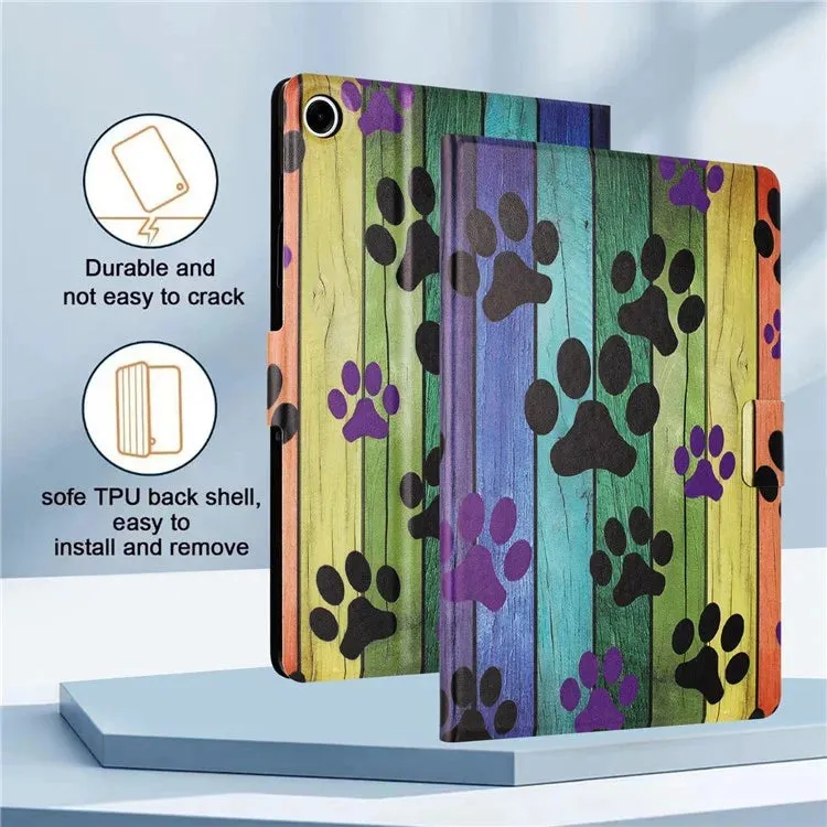 For iPad 10.9 (2022) Case Pattern Printed Stand Litchi Texture Leather Tablet Cover with Card Slots