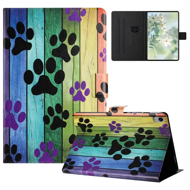 For iPad 10.9 (2022) Case Pattern Printed Stand Litchi Texture Leather Tablet Cover with Card Slots