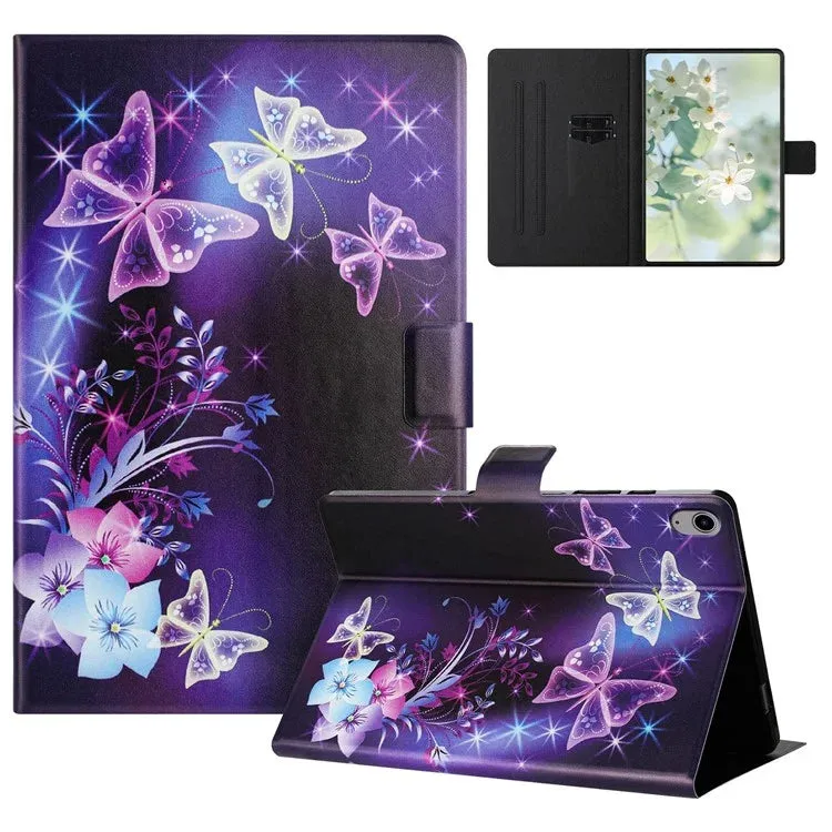 For iPad 10.9 (2022) Case Pattern Printed Stand Litchi Texture Leather Tablet Cover with Card Slots