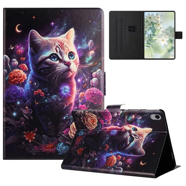 For iPad 10.9 (2022) Case Pattern Printed Stand Litchi Texture Leather Tablet Cover with Card Slots