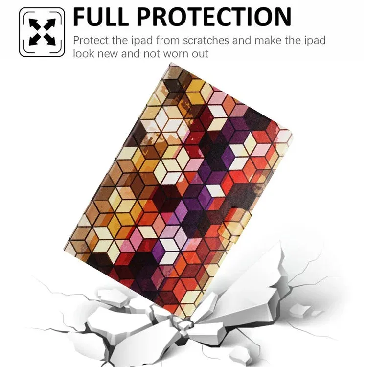 For iPad 10.9 (2022) Case Pattern Printed Stand Litchi Texture Leather Tablet Cover with Card Slots