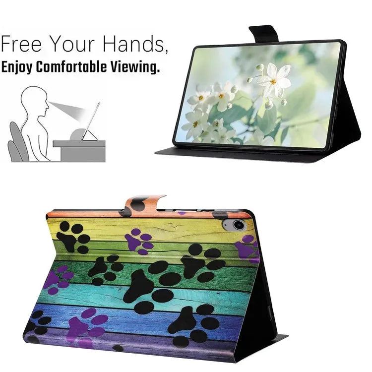 For iPad 10.9 (2022) Case Pattern Printed Stand Litchi Texture Leather Tablet Cover with Card Slots