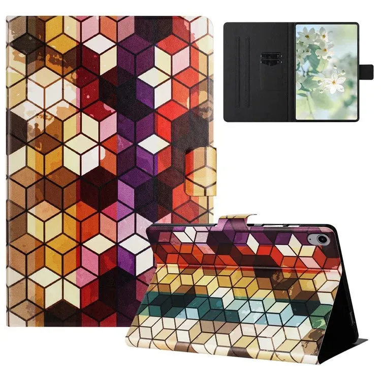 For iPad 10.9 (2022) Case Pattern Printed Stand Litchi Texture Leather Tablet Cover with Card Slots