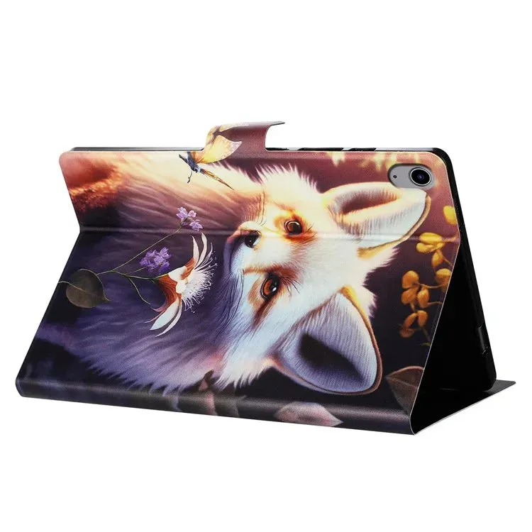 For iPad 10.9 (2022) Case Pattern Printed Stand Litchi Texture Leather Tablet Cover with Card Slots