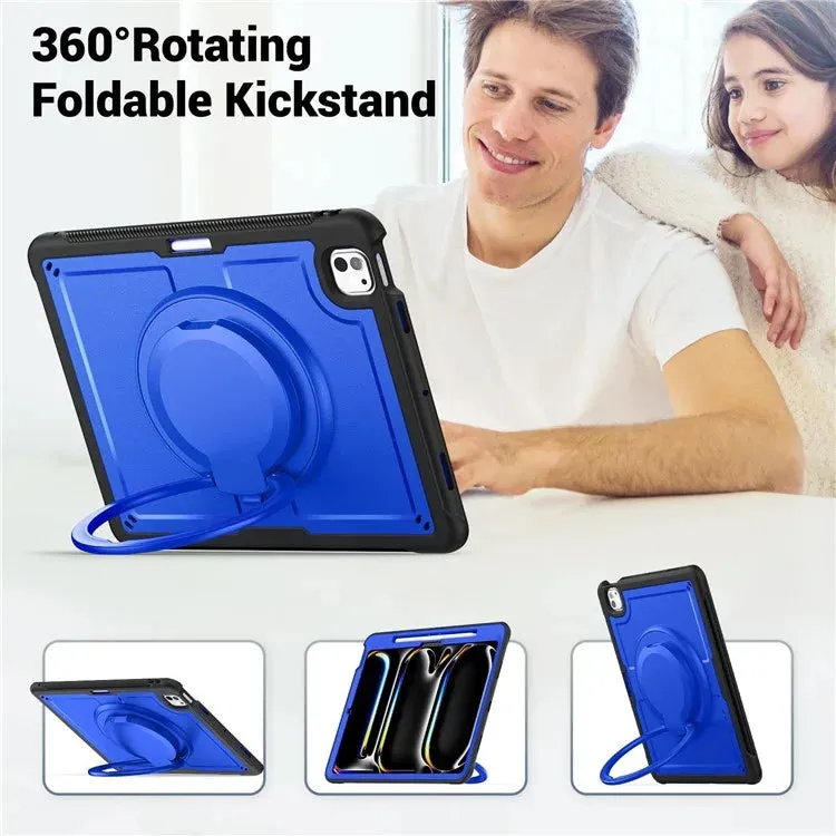 For iPad Pro 13 (2024) Case Rotating Kickstand PC TPU Shockproof Tablet Cover