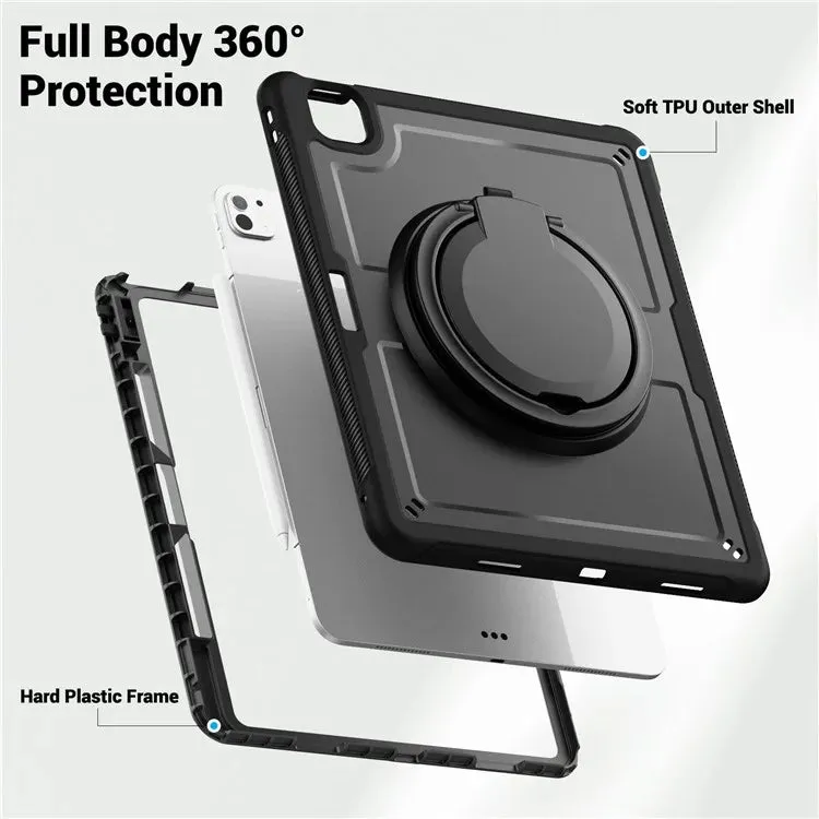 For iPad Pro 13 (2024) Case Rotating Kickstand PC TPU Shockproof Tablet Cover