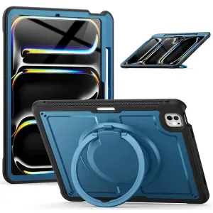 For iPad Pro 13 (2024) Case Rotating Kickstand PC TPU Shockproof Tablet Cover