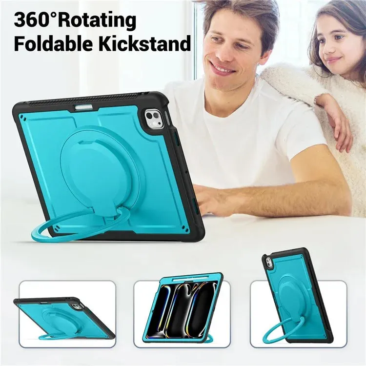For iPad Pro 13 (2024) Case Rotating Kickstand PC TPU Shockproof Tablet Cover