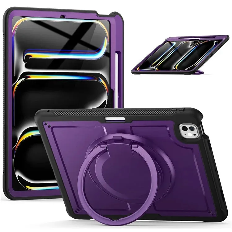 For iPad Pro 13 (2024) Case Rotating Kickstand PC TPU Shockproof Tablet Cover
