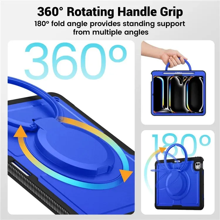 For iPad Pro 13 (2024) Case Rotating Kickstand PC TPU Shockproof Tablet Cover