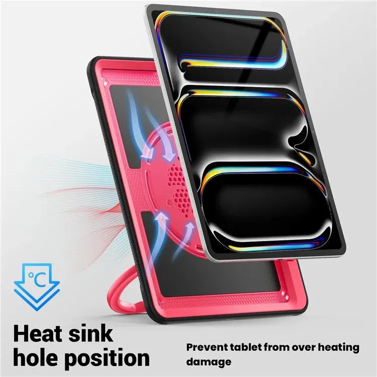 For iPad Pro 13 (2024) Case Rotating Kickstand PC TPU Shockproof Tablet Cover