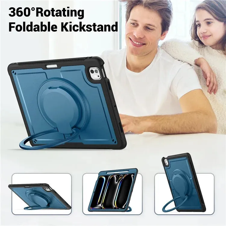 For iPad Pro 13 (2024) Case Rotating Kickstand PC TPU Shockproof Tablet Cover