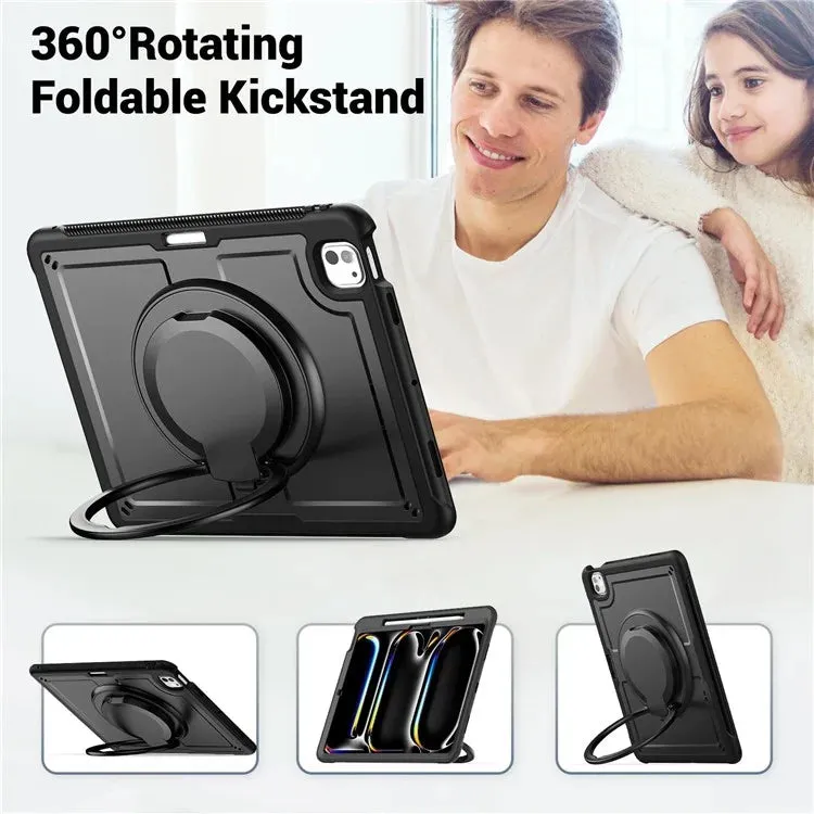 For iPad Pro 13 (2024) Case Rotating Kickstand PC TPU Shockproof Tablet Cover