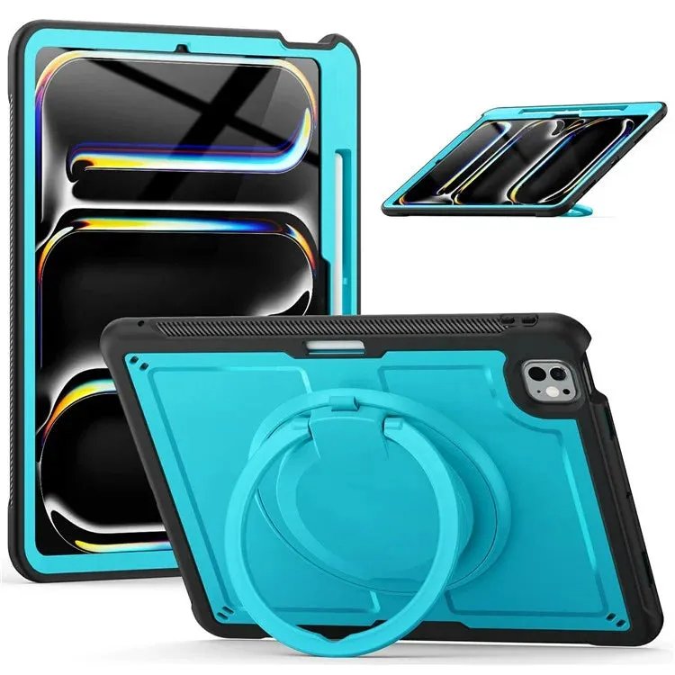 For iPad Pro 13 (2024) Case Rotating Kickstand PC TPU Shockproof Tablet Cover