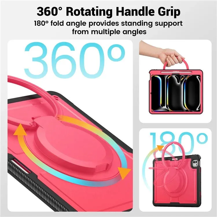 For iPad Pro 13 (2024) Case Rotating Kickstand PC TPU Shockproof Tablet Cover