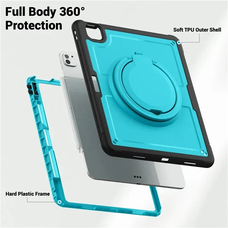 For iPad Pro 13 (2024) Case Rotating Kickstand PC TPU Shockproof Tablet Cover