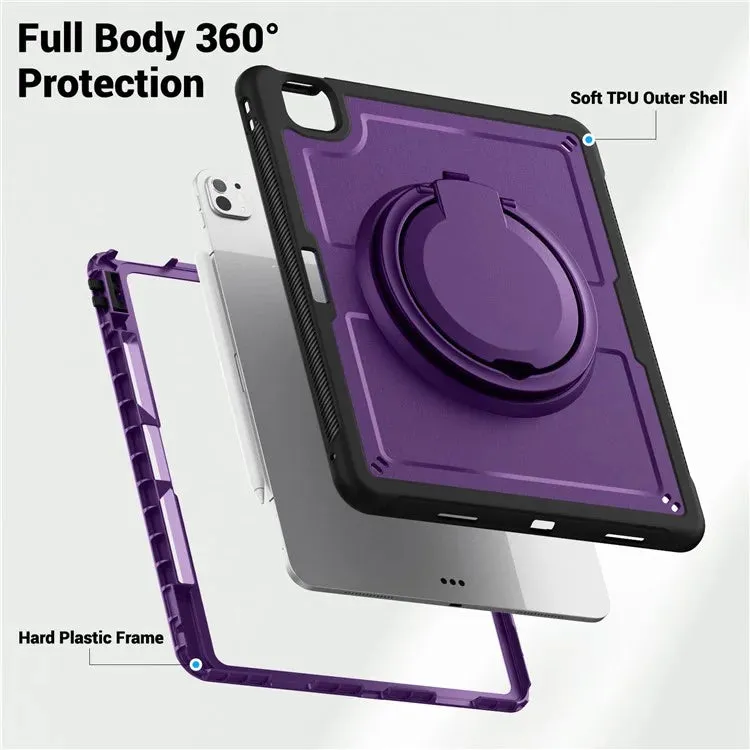 For iPad Pro 13 (2024) Case Rotating Kickstand PC TPU Shockproof Tablet Cover