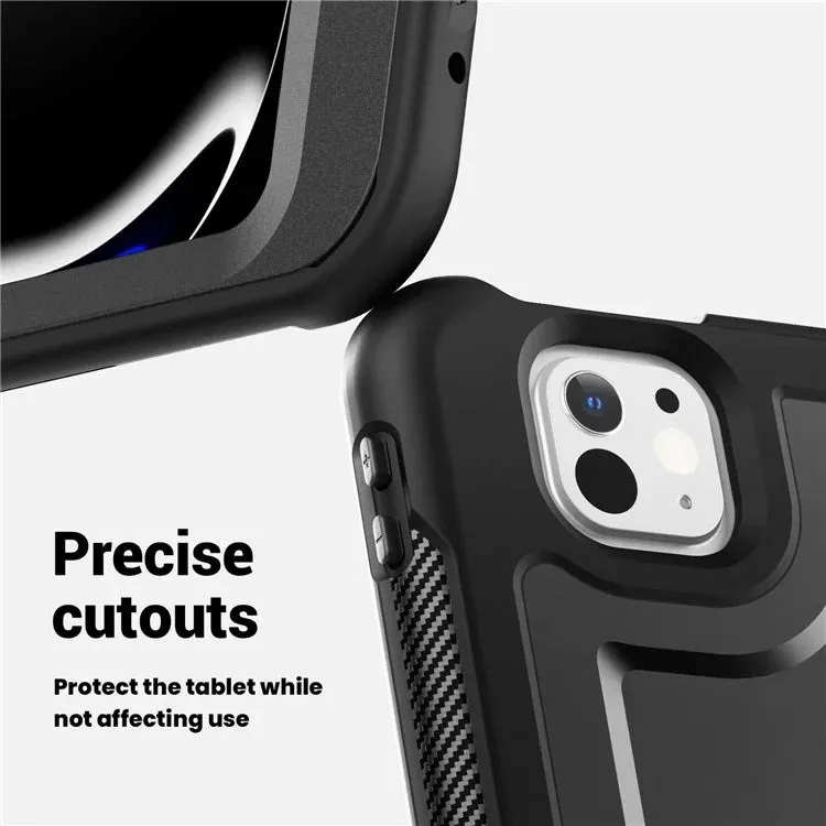 For iPad Pro 13 (2024) Case Rotating Kickstand PC TPU Shockproof Tablet Cover