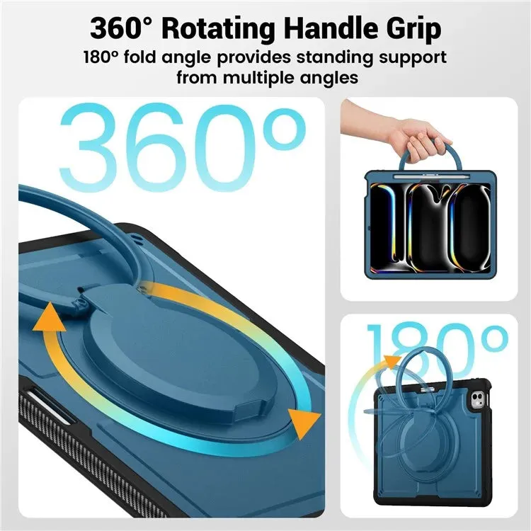 For iPad Pro 13 (2024) Case Rotating Kickstand PC TPU Shockproof Tablet Cover