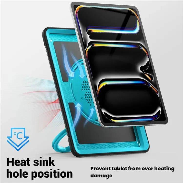 For iPad Pro 13 (2024) Case Rotating Kickstand PC TPU Shockproof Tablet Cover