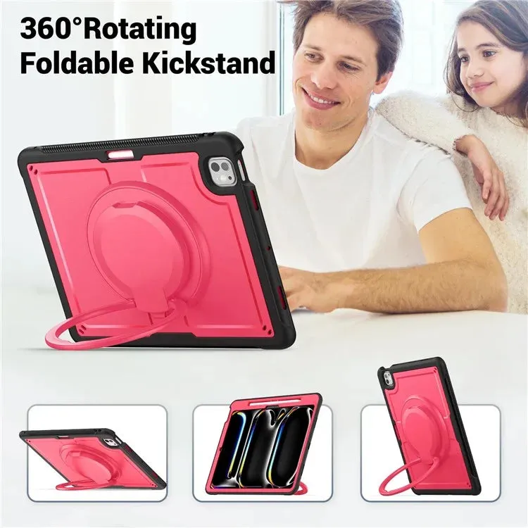 For iPad Pro 13 (2024) Case Rotating Kickstand PC TPU Shockproof Tablet Cover