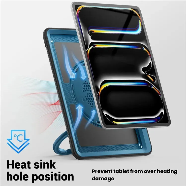 For iPad Pro 13 (2024) Case Rotating Kickstand PC TPU Shockproof Tablet Cover