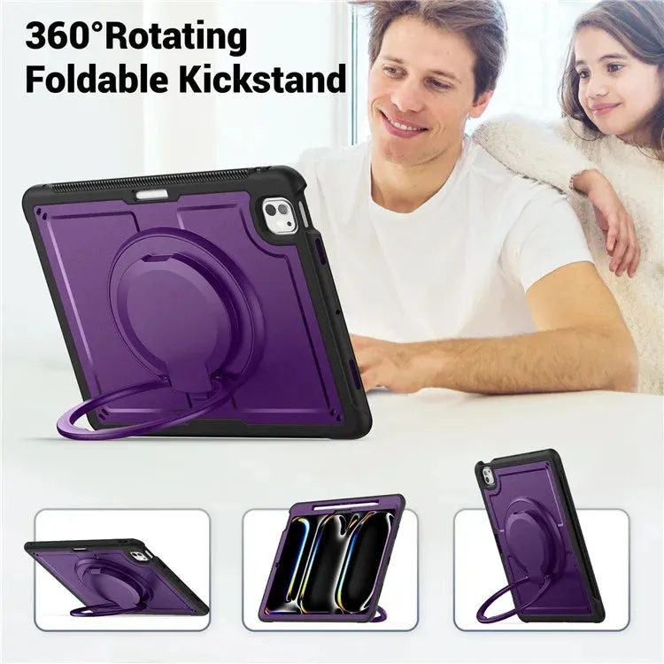 For iPad Pro 13 (2024) Case Rotating Kickstand PC TPU Shockproof Tablet Cover