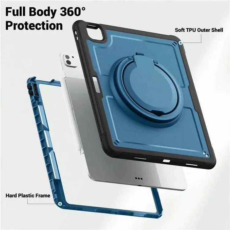For iPad Pro 13 (2024) Case Rotating Kickstand PC TPU Shockproof Tablet Cover