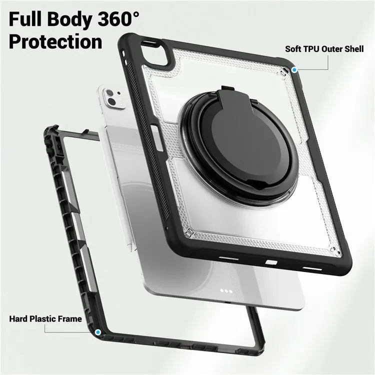 For iPad Pro 13 (2024) Case Rotating Kickstand PC TPU Shockproof Tablet Cover