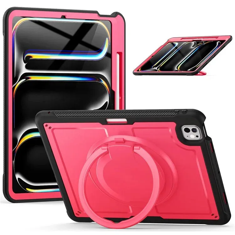 For iPad Pro 13 (2024) Case Rotating Kickstand PC TPU Shockproof Tablet Cover