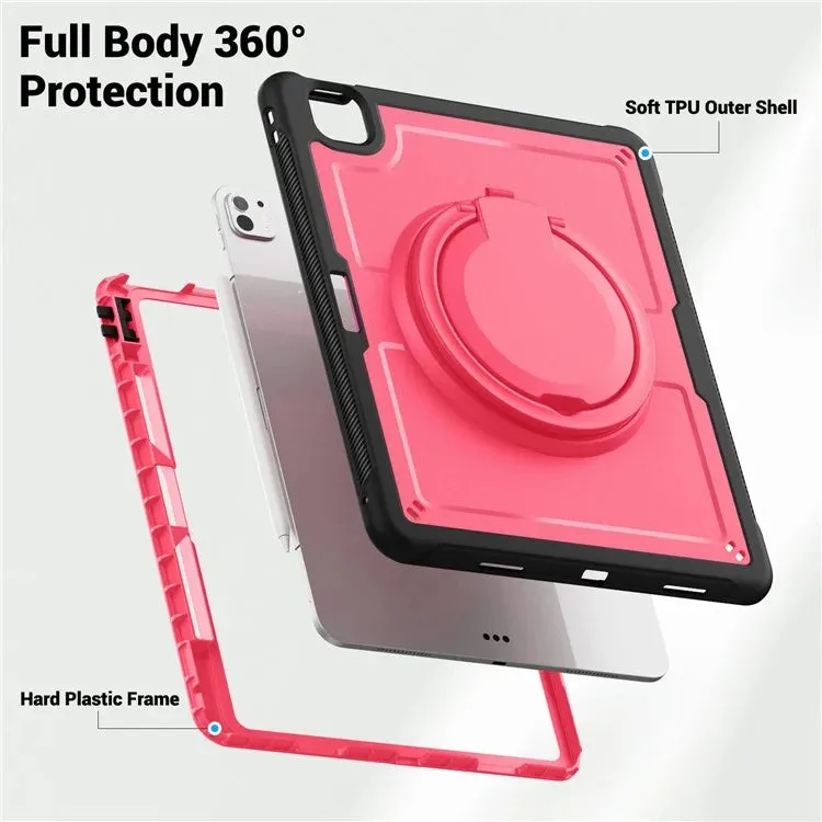 For iPad Pro 13 (2024) Case Rotating Kickstand PC TPU Shockproof Tablet Cover