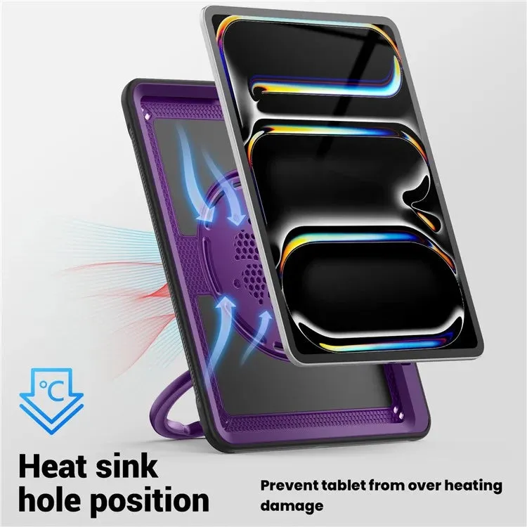 For iPad Pro 13 (2024) Case Rotating Kickstand PC TPU Shockproof Tablet Cover