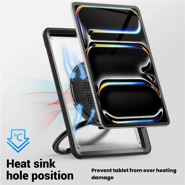For iPad Pro 13 (2024) Case Rotating Kickstand PC TPU Shockproof Tablet Cover