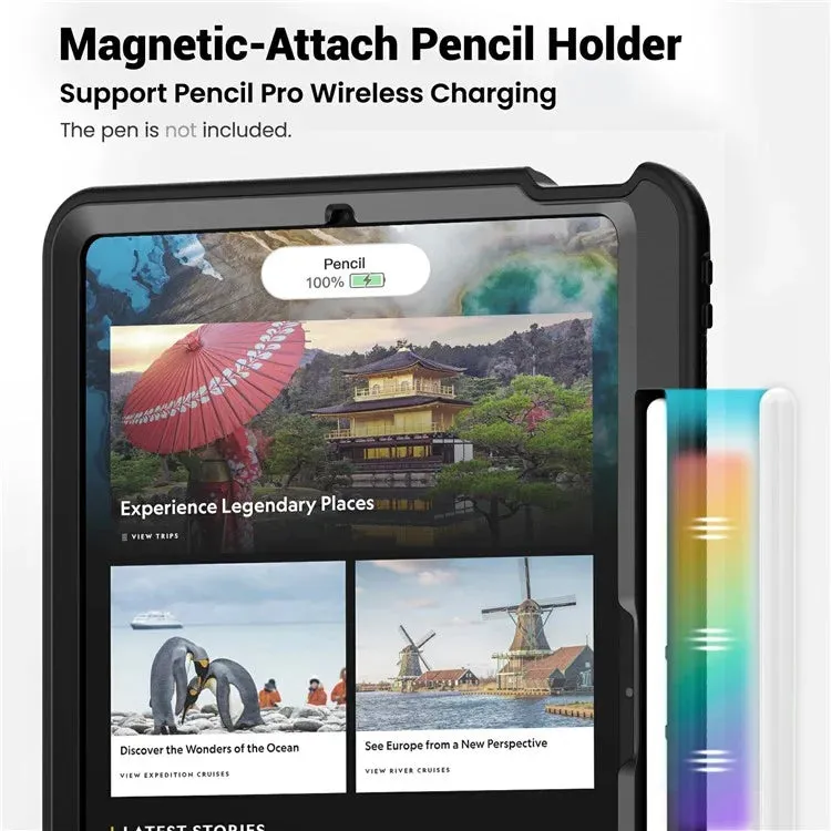 For iPad Pro 13 (2024) Case Rotating Kickstand PC TPU Shockproof Tablet Cover