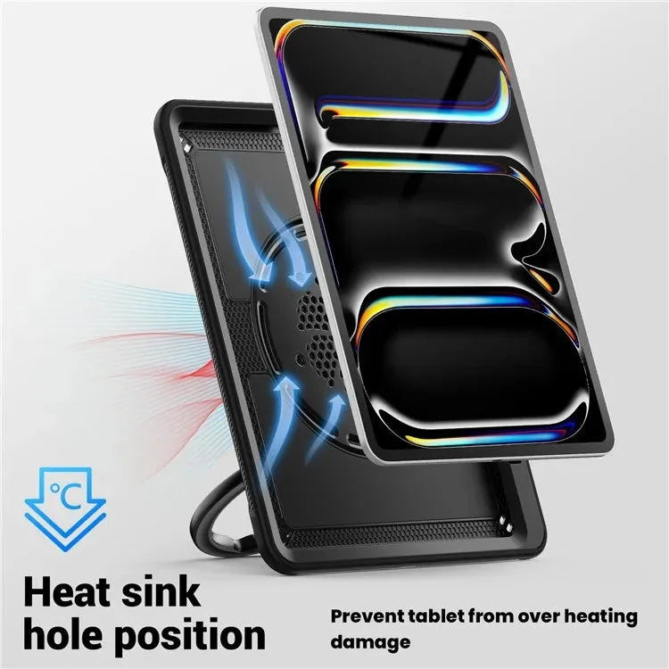 For iPad Pro 13 (2024) Case Rotating Kickstand PC TPU Shockproof Tablet Cover