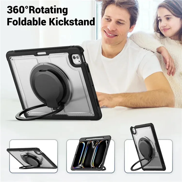 For iPad Pro 13 (2024) Case Rotating Kickstand PC TPU Shockproof Tablet Cover