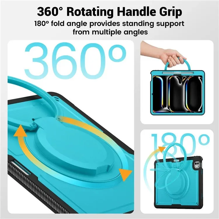 For iPad Pro 13 (2024) Case Rotating Kickstand PC TPU Shockproof Tablet Cover
