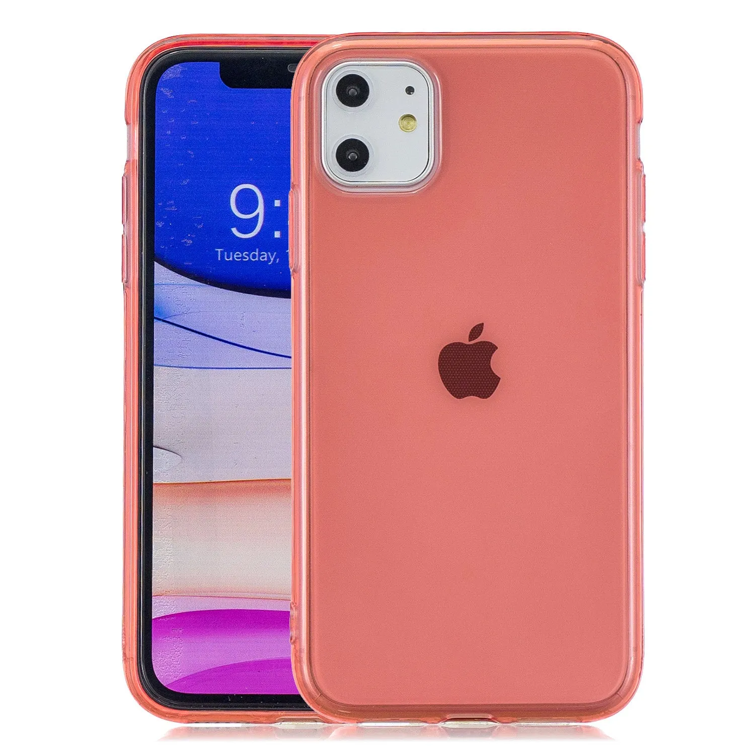 for iPhone 11 / 11 Pro / 11 Pro Max Clear Colorful TPU Back Cover Cellphone Case Shell Pink