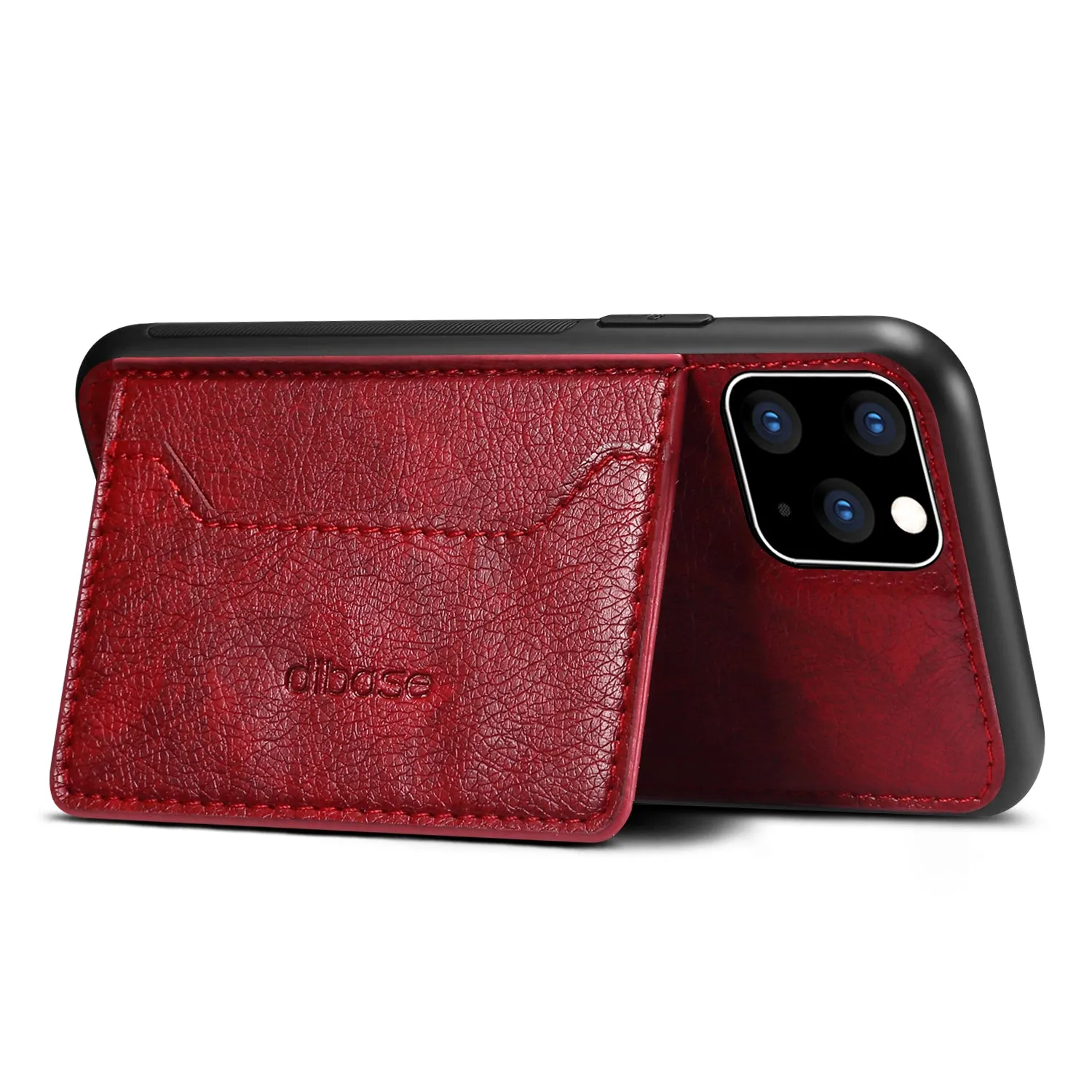 For iPhone 11/11 Pro/11 Pro Max Cellphone Smart Shell 2-in-1 Textured PU Leather Shock-Absorption Anti-Fall Card Holder Stand Function Phone Cover brown